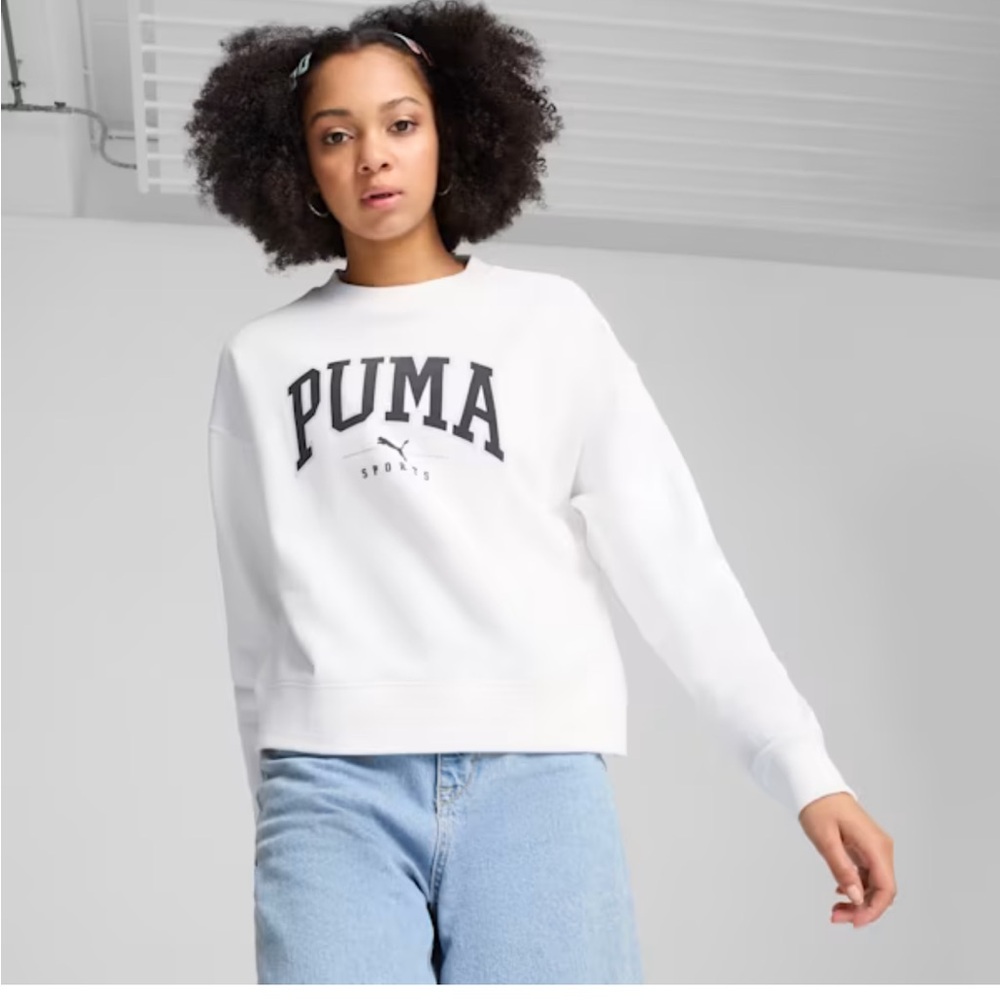 Women’s Sz S LOGO Puma Sweatshirt -Grey w/Purple -crew neck EUC-Sz S - Picture 2 of 12